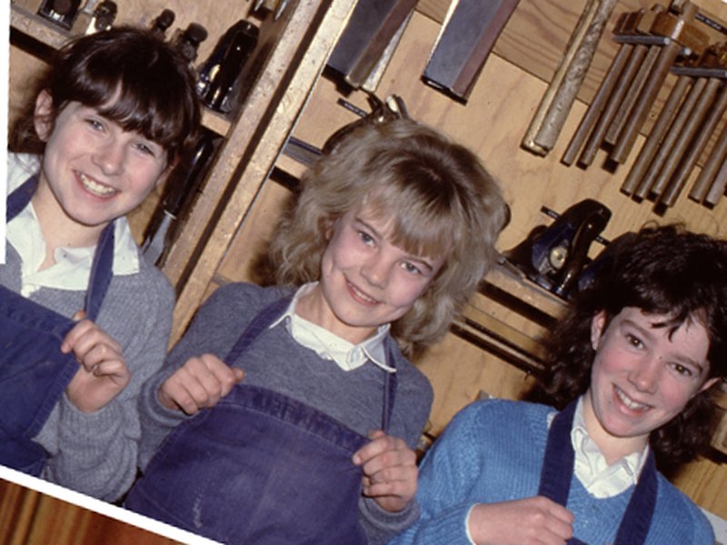 Students in the woodwork room