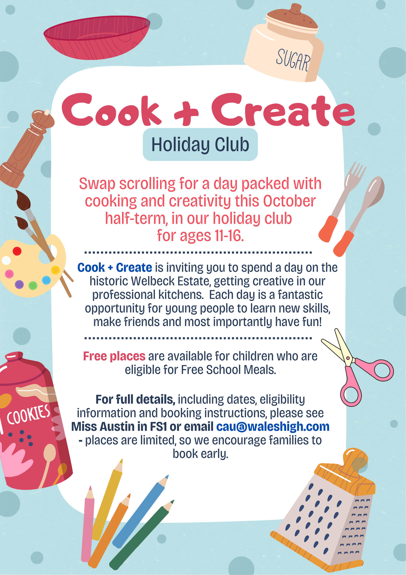 Cook + Create Holiday Club poster